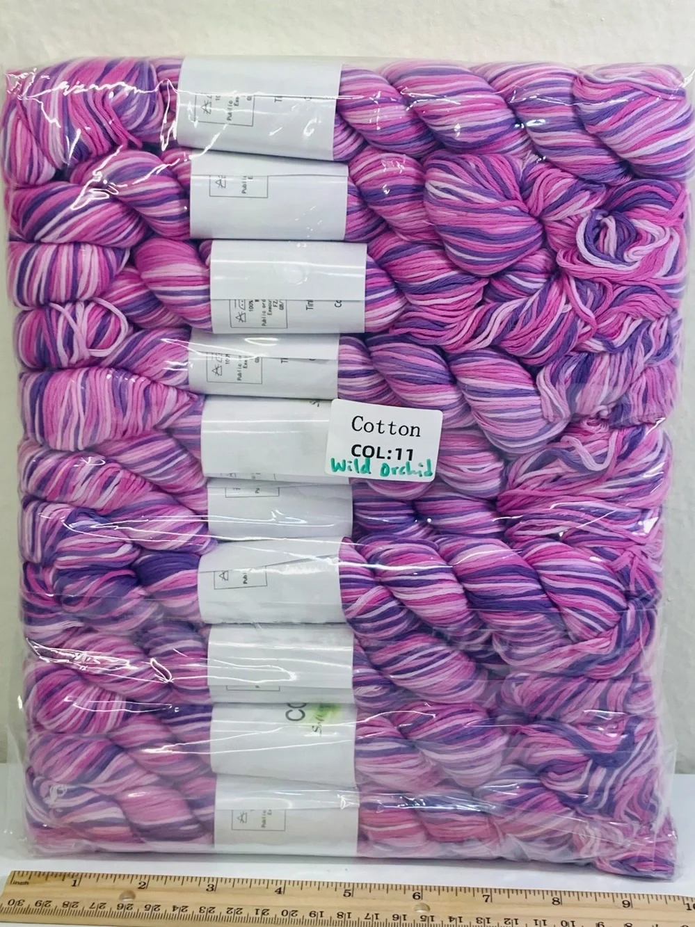 10 NEW (~500g total, ~50g ea.) 100% Cotton Variegated Hanks in  Wild Orchid